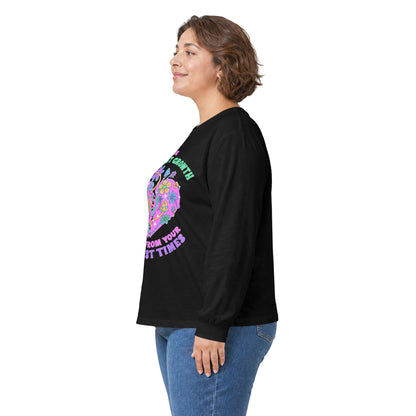 Long Sleeve Tee — "Your Greatest Growth Comes From Your Darkest Times" Floral Heart Motivational Shirt
