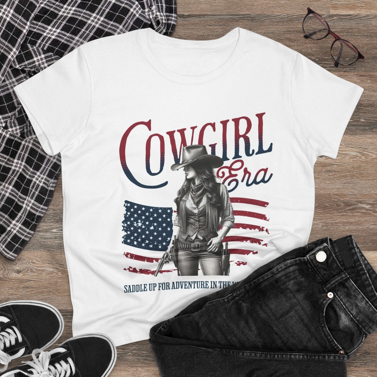Cowgirl Adventure Tee, Western Women's T-Shirt, Vintage Cowgirl Graphic Tee, Casual Cowboy Look, Country Western Apparel, Fun Gift for [...]