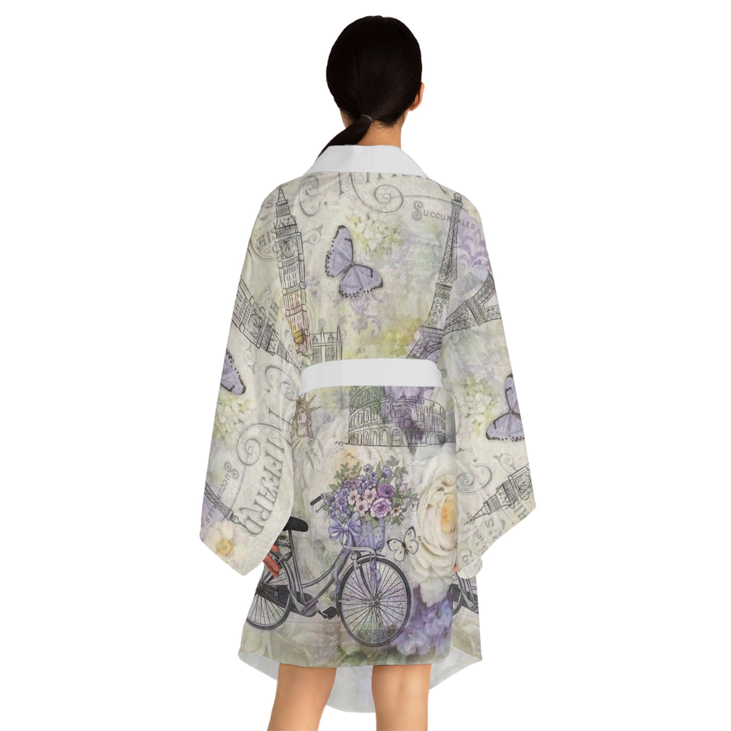 Chic Floral Long Sleeve Kimono Robe - Perfect for Relaxation and Special Occasions