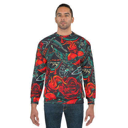 Red Rose & Heart Dagger Men's Sweatshirt