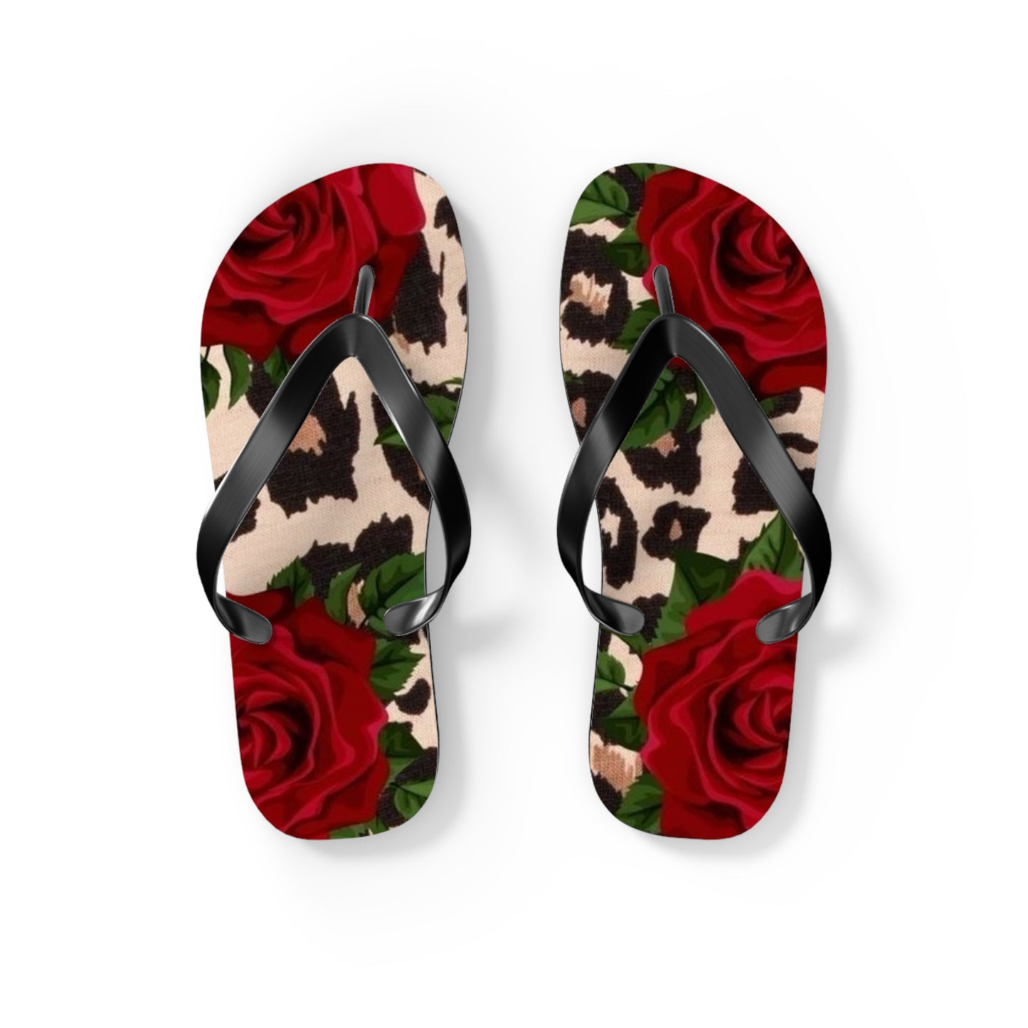 Rose Print Flip Flops - Stylish Summer Sandals for Beach & Casual Wear