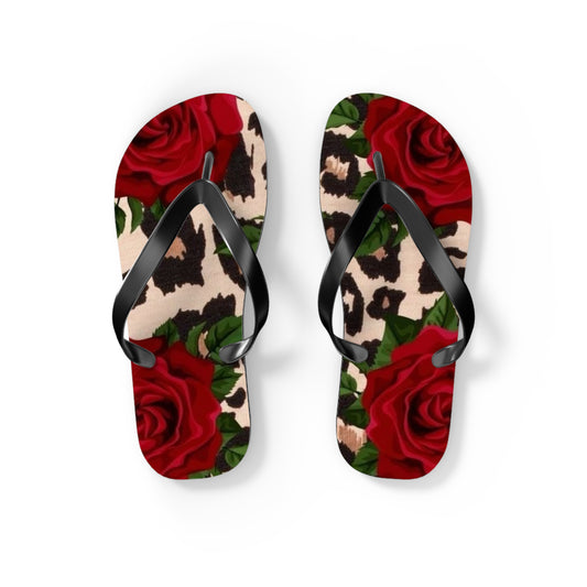Rose Print Flip Flops - Stylish Summer Sandals for Beach & Casual Wear