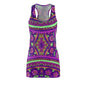 Purple Boho Floral Racerback Dress – Vibrant Mandala AOP