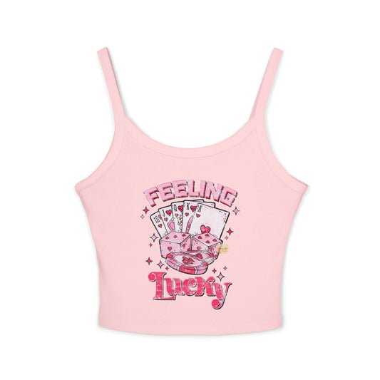 Feeling Lucky Women's Spaghetti Strap Tank Top - Playful Casino Vibes