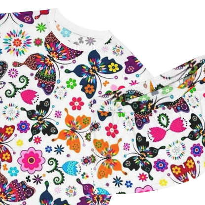 Colorful Butterfly Short Pajama Set for Women - Perfect for Sleepwear & Lounging