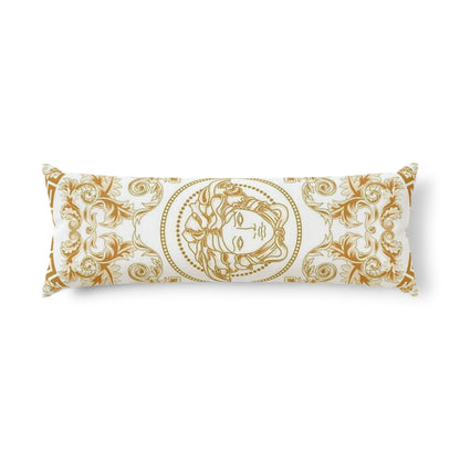 Gold Baroque Medusa Body Pillow — Luxury Decorative Bolster for Glam Home