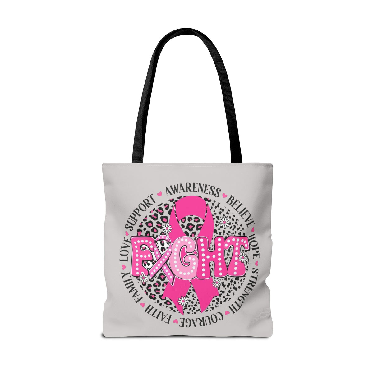 Breast Cancer Awareness "Fight" Pink Ribbon Tote Bag