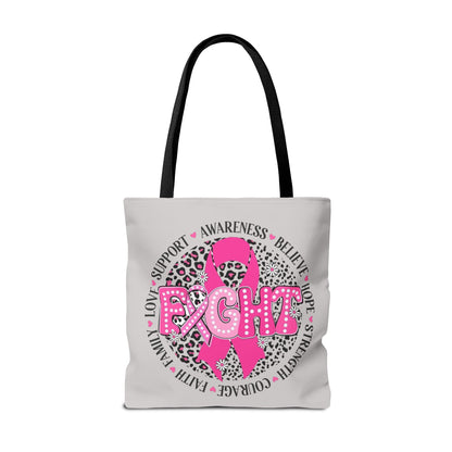 Breast Cancer Awareness "Fight" Pink Ribbon Tote Bag