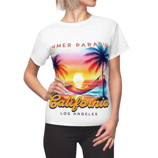 California Summer Paradise Damen Cut &amp; Sew Tee - Beach Vibes T-Shirt