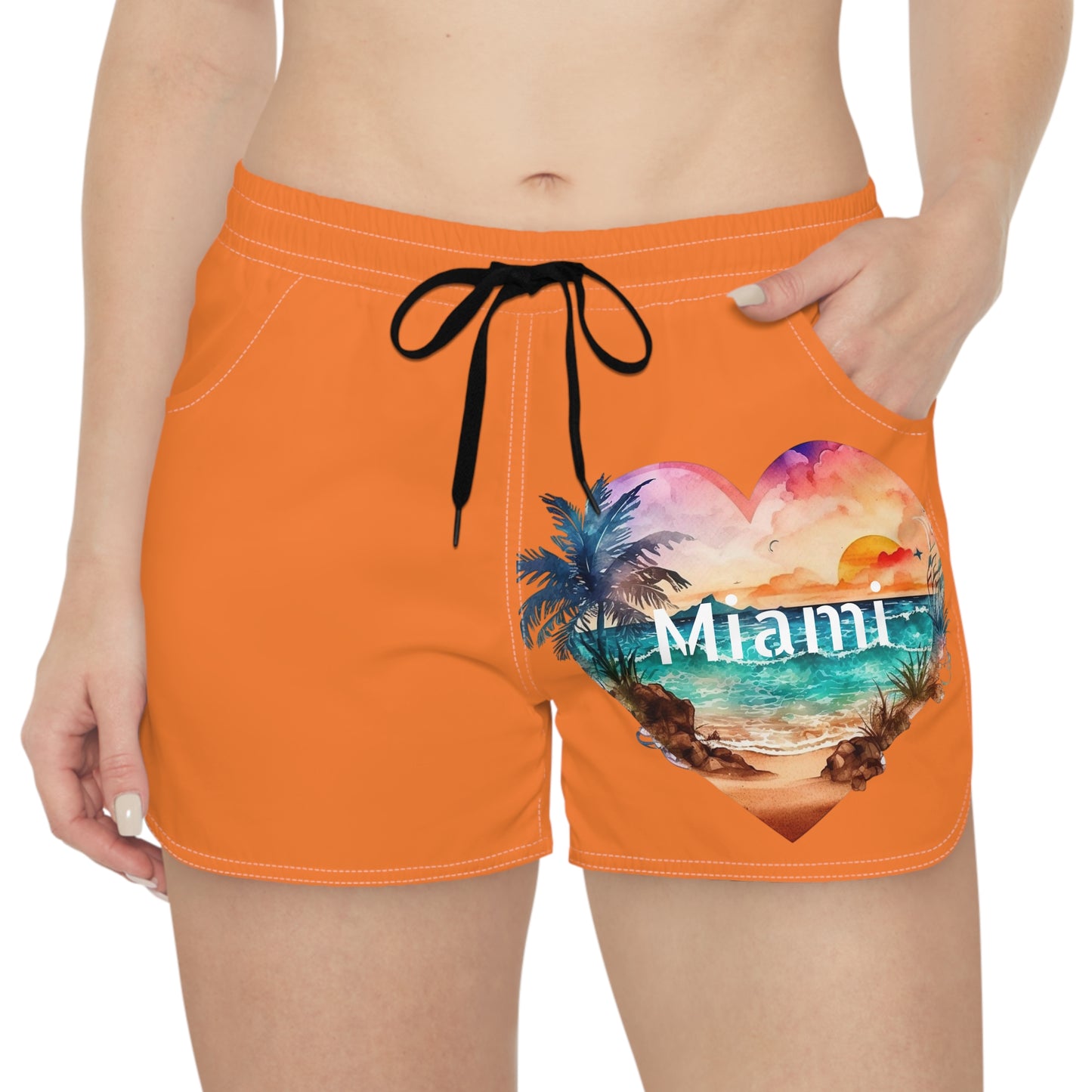 Women's Casual Beach Shorts-Miami/Orange