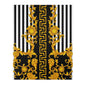 Baroque Gold Scroll Area Rug — Black & White Striped Medallion Accent Rug