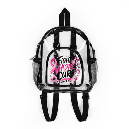 Clear Backpack — “Fight Hope Cure” Pink Ribbon Cancer Awareness Stadium Bag