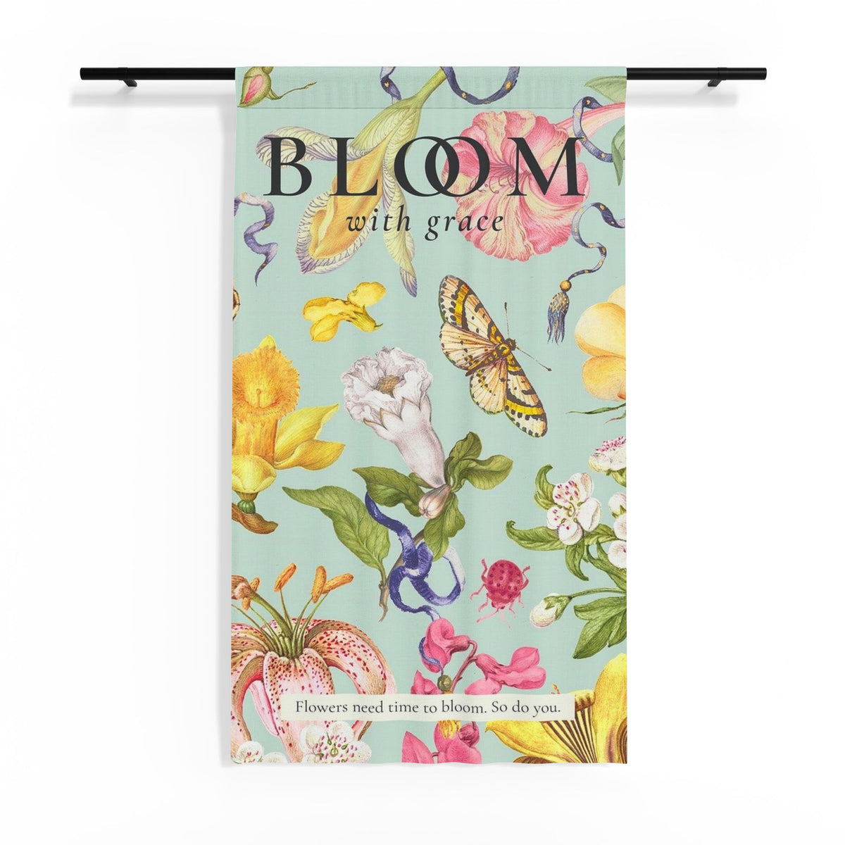 Bloom With Grace Sheer Window Curtain – Floral Butterfly Spring Décor
