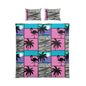 Tropical Flamingo Cotton Bed Set — Retro Pink & Teal Palm Pattern