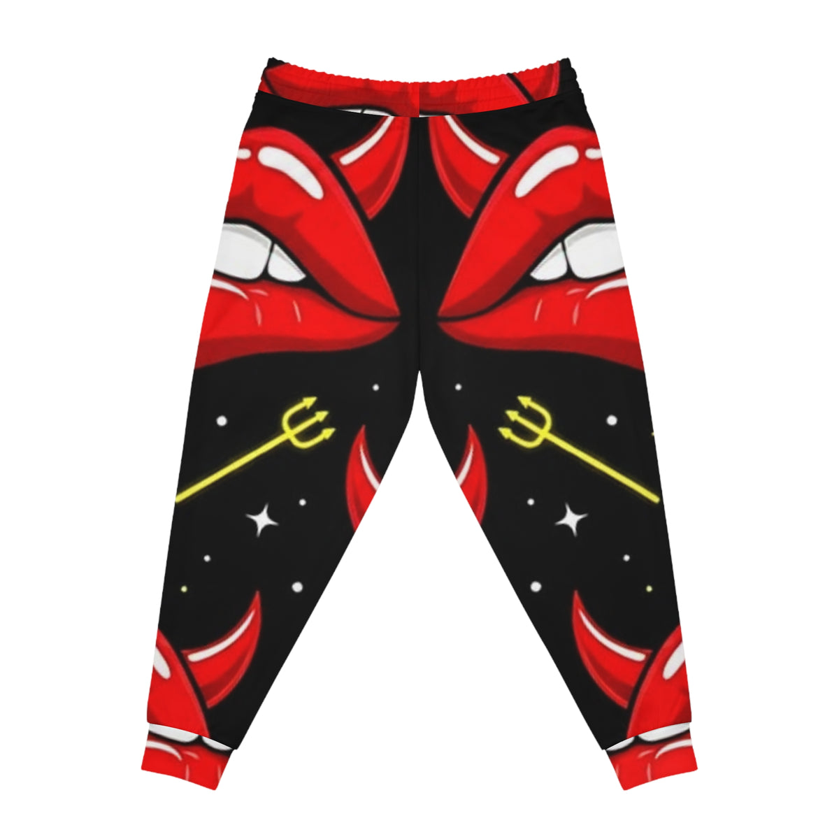 Devil Lips Athletic Joggers – Bold Red Lip Print All-Over-Print Sweatpants