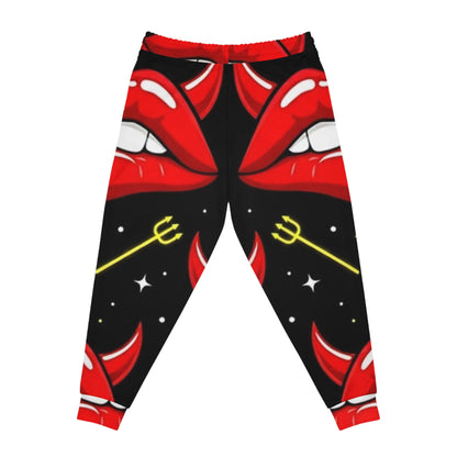 Devil Lips Athletic Joggers – Bold Red Lip Print All-Over-Print Sweatpants