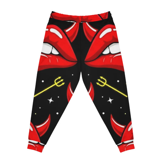 Devil Lips Athletic Joggers – Bold Red Lip Print All-Over-Print Sweatpants