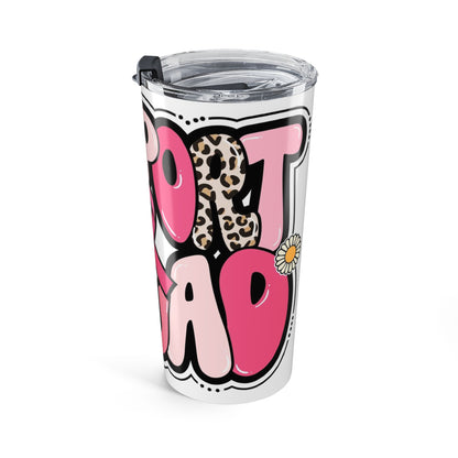 Breast Cancer Awareness 20oz Tumbler — Pink Ribbon Floral Leopard Design