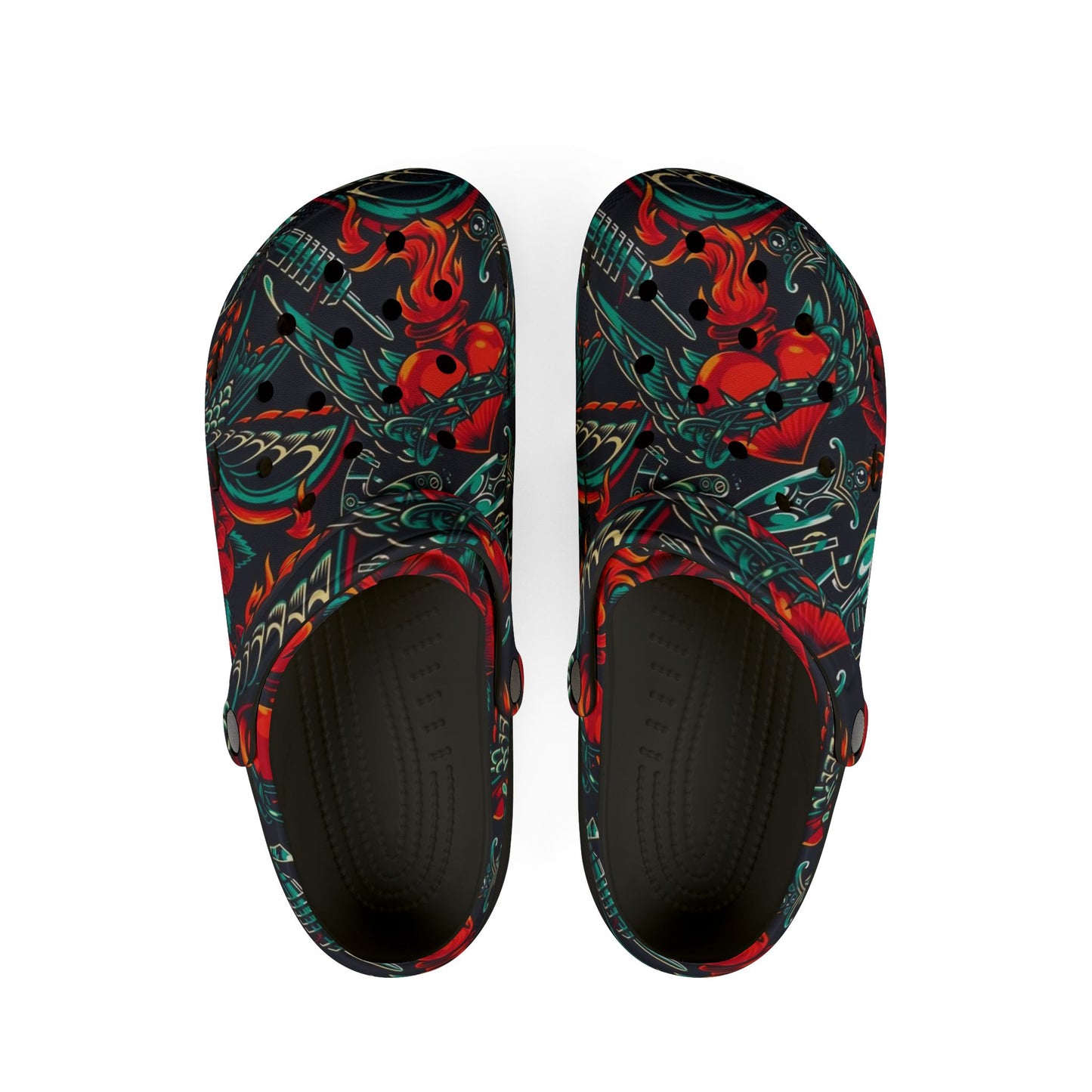 Colorful Floral Tattoo Print EVA Foam Clogs - Comfortable & Stylish Casual Footwear