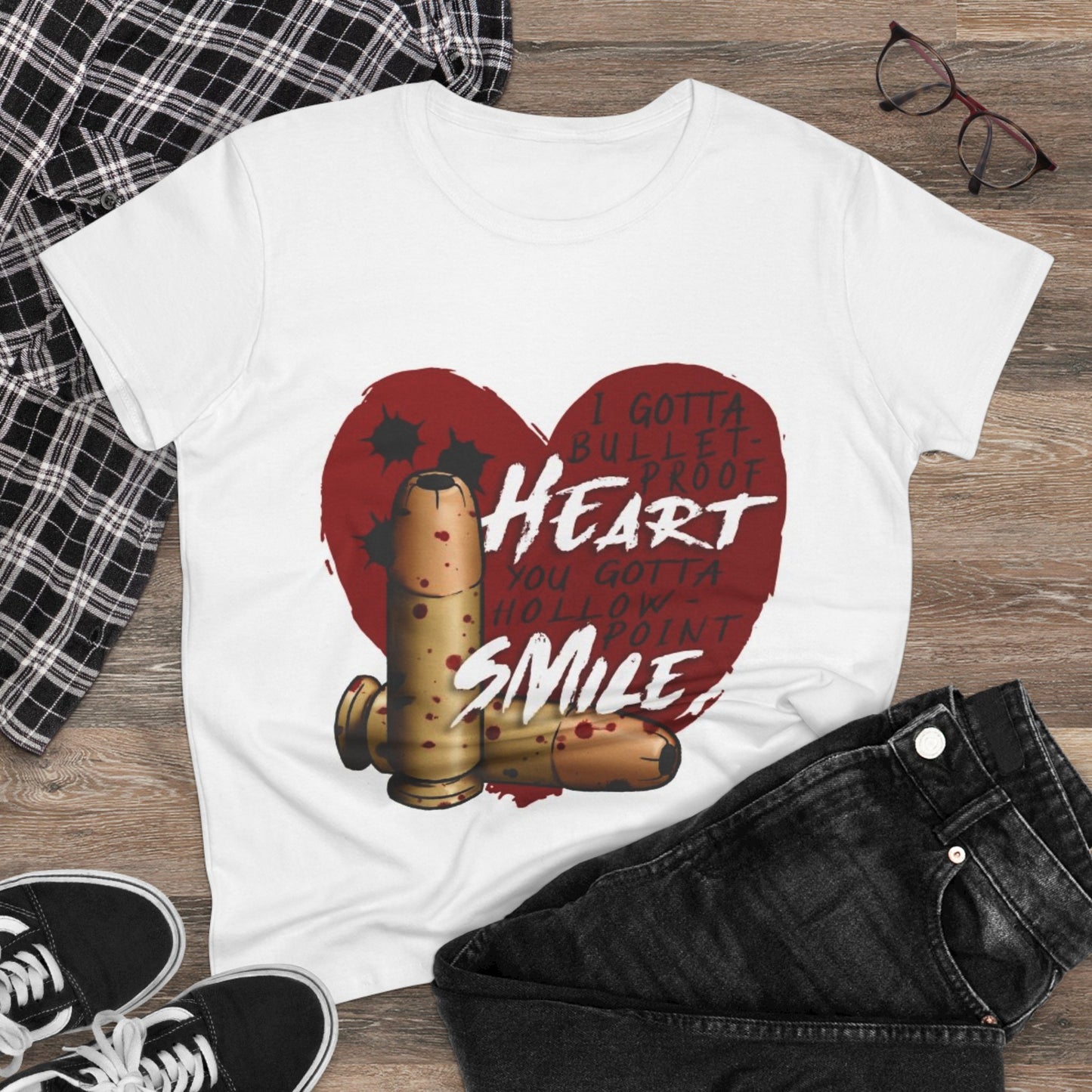 Heart Smile Graphic Tee, Casual Women’s Cotton T-Shirt, Fun Gift, Humor Apparel, Everyday Wear, Valentine's Day Shirt