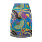 Retro Fan-Print Pencil Skirt — Colorful Baroque Chain & Fan Pattern