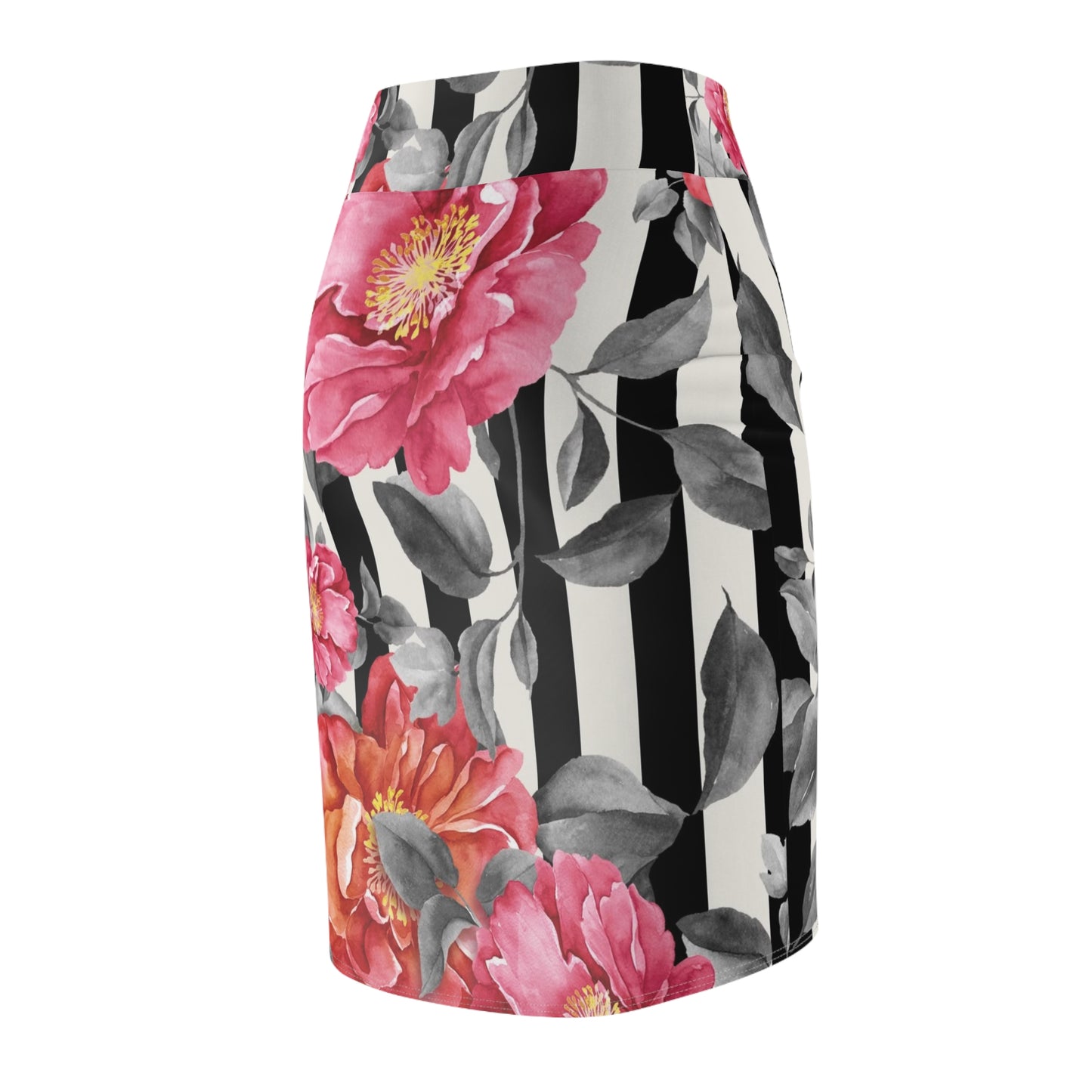 Floral Striped Women's Pencil Skirt