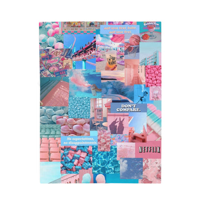 Velveteen Plush Blanket — Pastel Collage Aesthetic Throw ("Don't Compare")