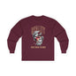 Long Sleeve Tee — 'Reality Hides Behind The Mask' Vintage Statue Face Graphic