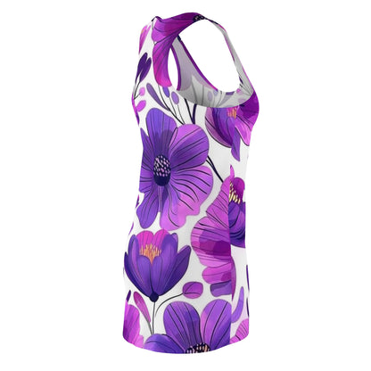 Purple Floral Racerback Dress — All-Over Print Women’s Summer Dress