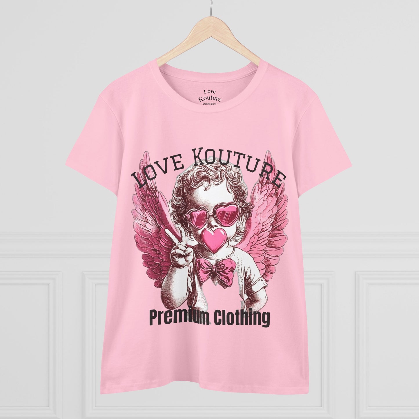 Angel Heart Women's Cotton Tee, Cute Graphic Tee for Cupid Lovers, Valentine's Day Shirt, Casual Wear, Gift for Her