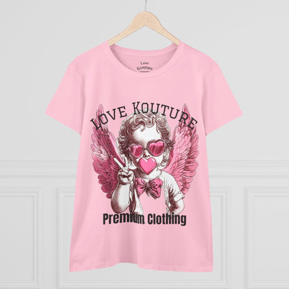 Angel Heart Women's Cotton Tee, Cute Graphic Tee for Cupid Lovers, Valentine's Day Shirt, Casual Wear, Gift for Her