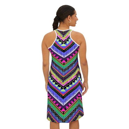 Vibrant Zigzag Print Women's Racerback Dress - Perfect for Summer Parties & Festivals
