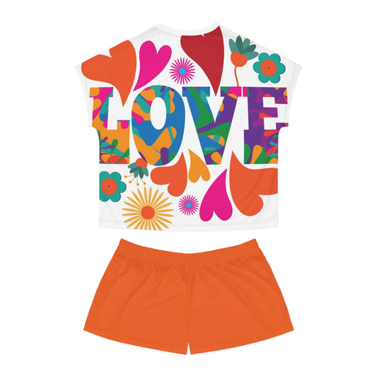 Short Pajama Set - Love Hearts Design