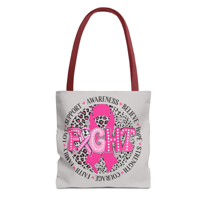 Breast Cancer Awareness "Fight" Pink Ribbon Tote Bag