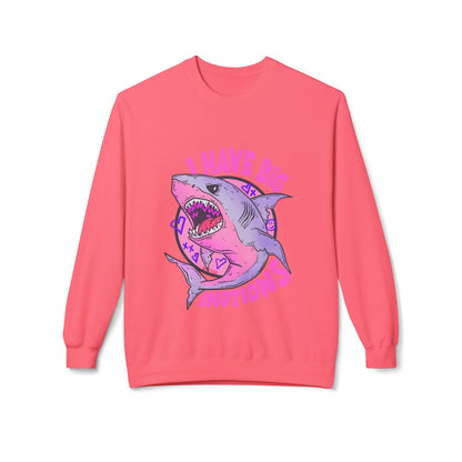 Sweatshirt — 'I Have Big Emotions' Pink Shark Graphic Crewneck