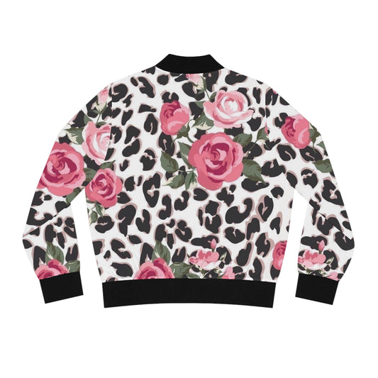 Chic Floral Leopard Bomber Jacket, Women’s Trendy Coat, Fashionable Outerwear, Perfect for Spring & Summer, Stylish Gift Idea