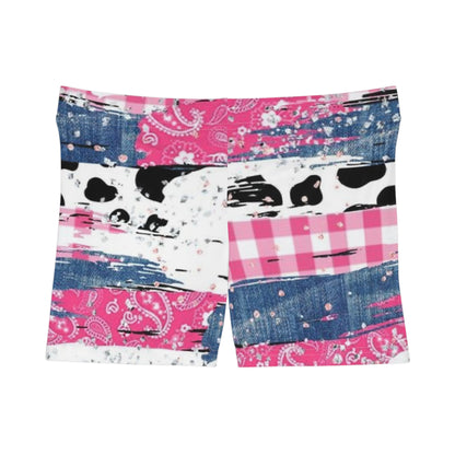 Boho Chic Paisley Cow Print Women's Shorts - Colorful Bandana Print for Summer Vibes