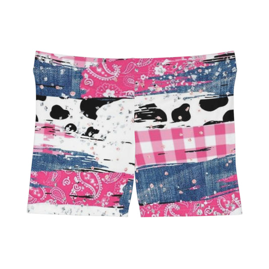Boho Chic Paisley Cow Print Women's Shorts - Colorful Bandana Print for Summer Vibes