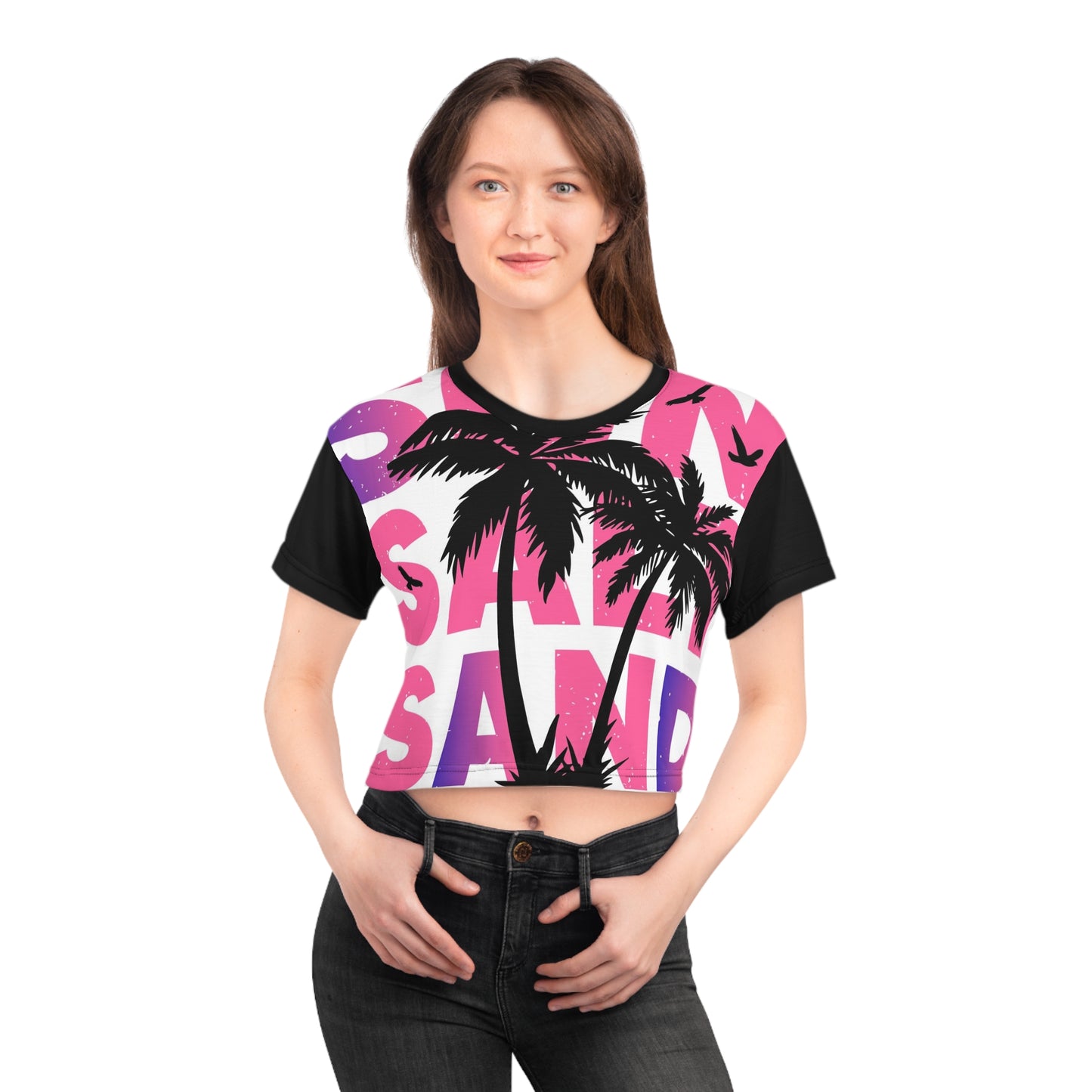 Sun Salt Sand Beach Vibes Crop Tee