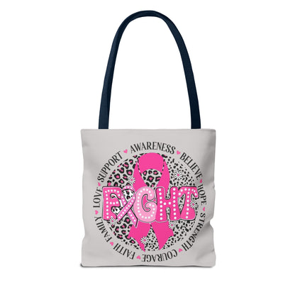 Breast Cancer Awareness "Fight" Pink Ribbon Tote Bag