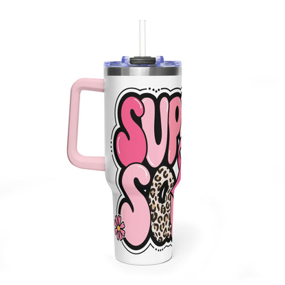 40oz Vacuum Tumbler — 'Support Squad' Pink Breast Cancer Awareness Travel Mug