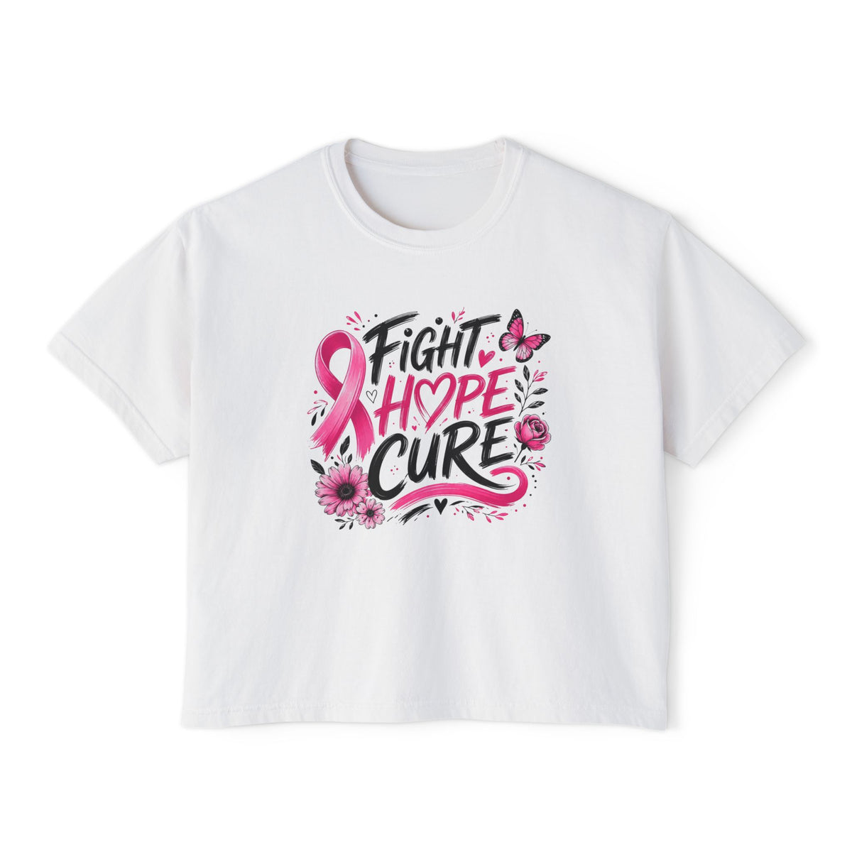 Fight Hope Cure Pink Ribbon Breast Cancer Awareness Tee