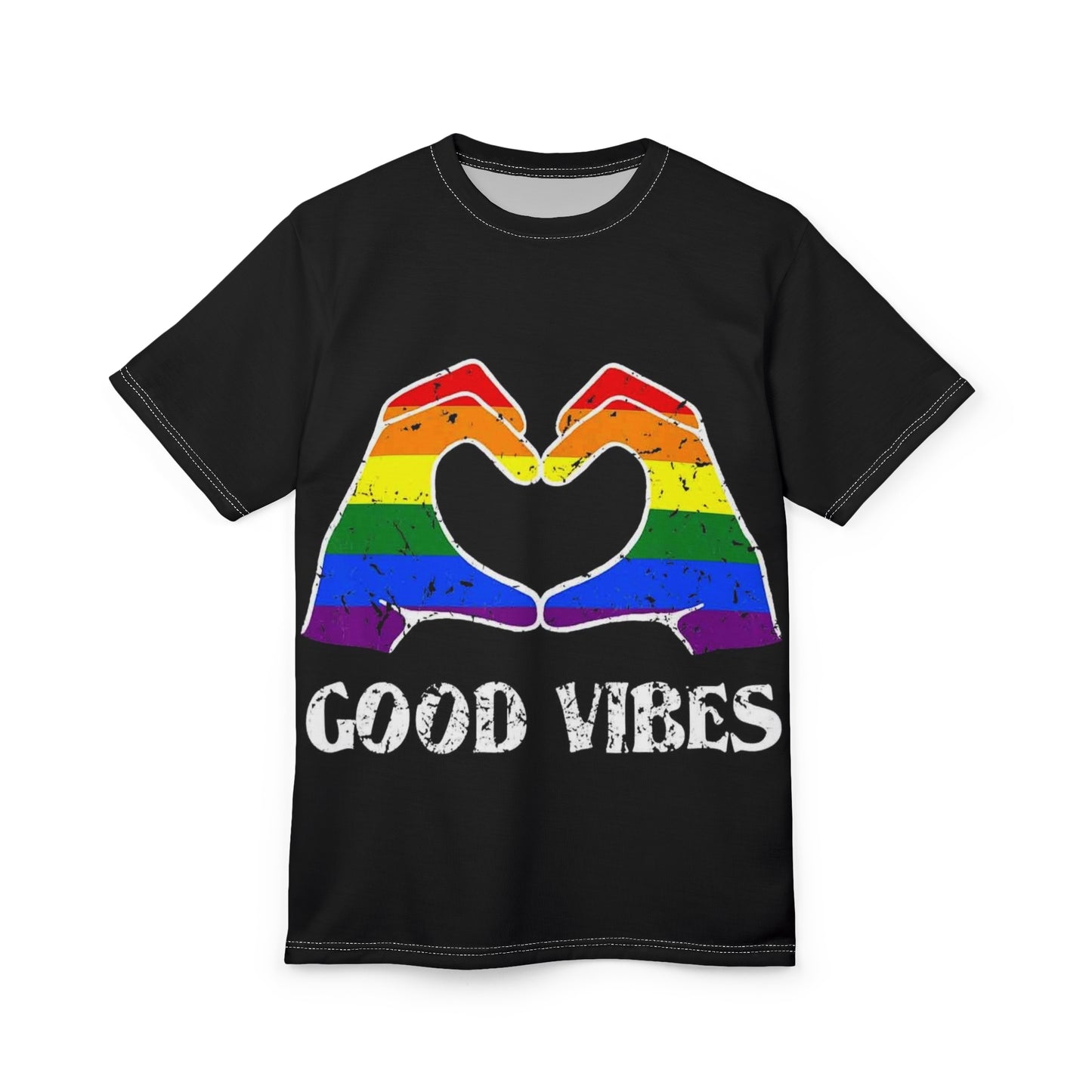 Unisex Good Vibes Rainbow Heart Tee - Celebrate Love & Positivity