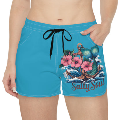 Salty Soul Women's Casual Swim Shorts - Tropical Mermaid Design