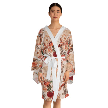Elegant Floral Long Sleeve Kimono Robe - Perfect for Lounging or Special Occasions