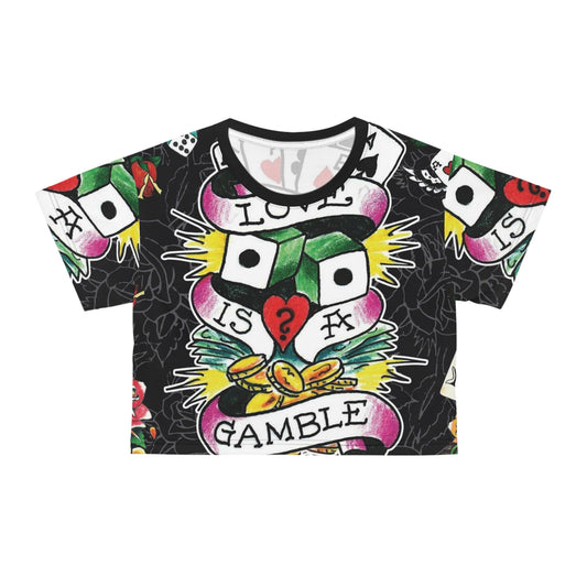 Love Is A Gamble Crop Tee - Bold Graphic Tee for Fun-Loving Souls