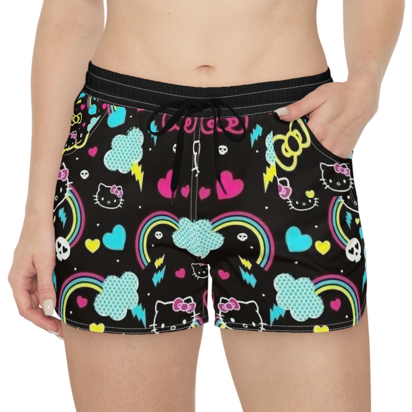 Hello Rainbow Kitty Women's Summer Shorts
