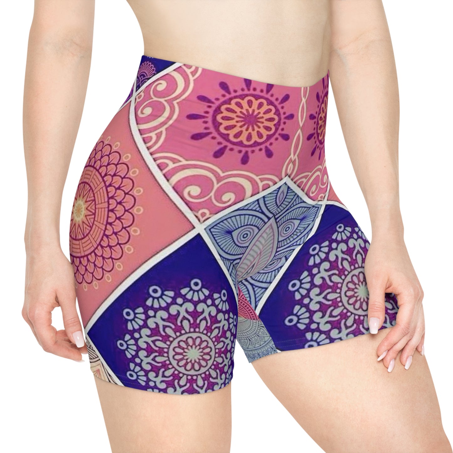 Boho Chic Women's Biker Shorts - Vibrant Mandala Design for Active Lifestyle