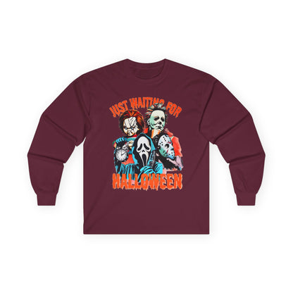 Halloween Horror Icons Long Sleeve Tee – "Just Waiting for Halloween"