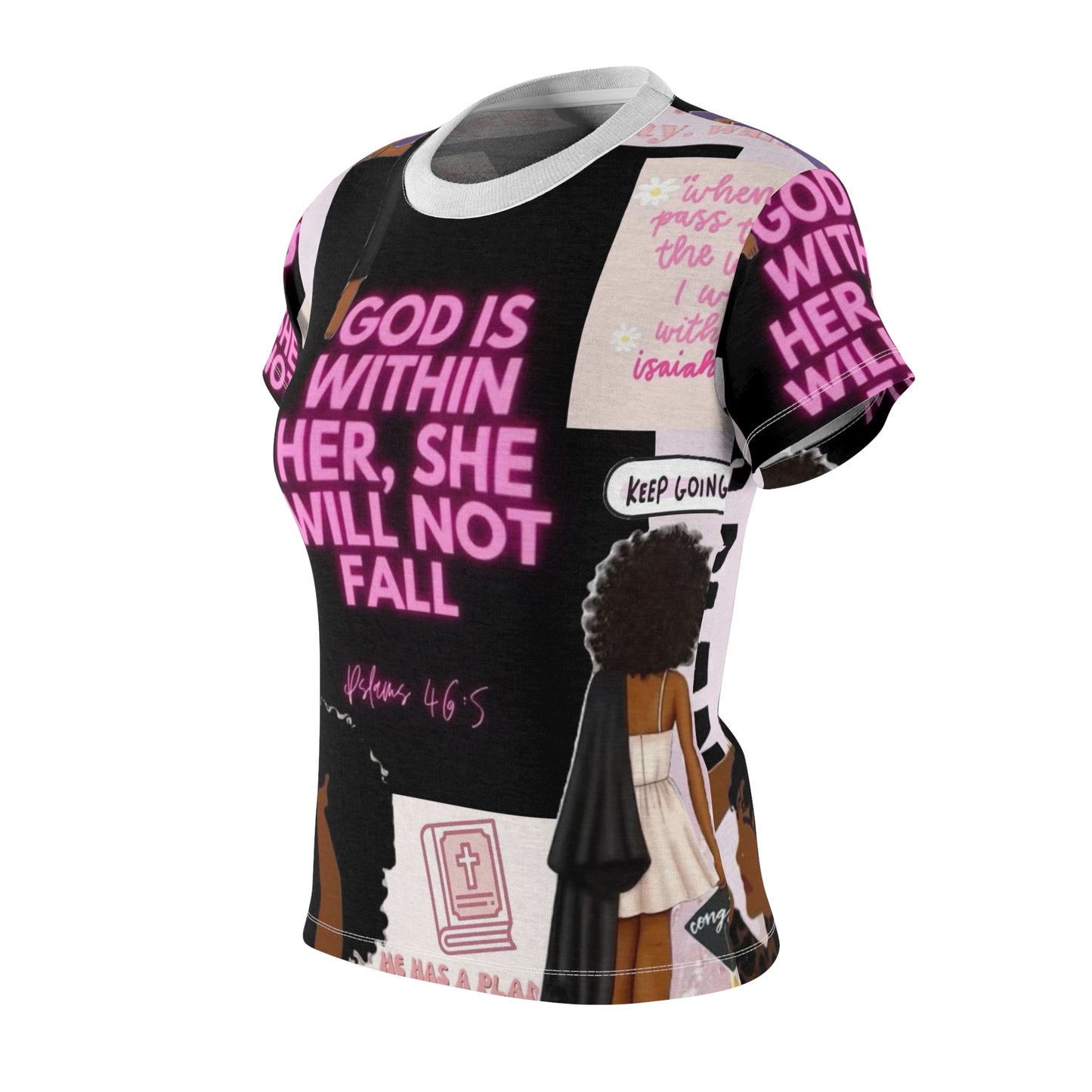 Inspirational Women's Tee - "God is Within Her, She Will Not Fall"